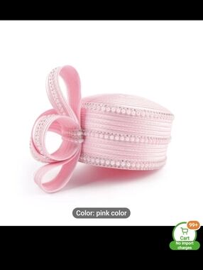 Pink Pearl-Trim Pillbox Hat